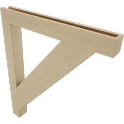 Ekena Millwork - BKTUR035X32X38TRA05RCPR - Timberthane Faux Wood Traditional Style Bracket, Block Ends, 3 1/2"W x 32"D x 38"H, Primed Tan