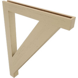 Ekena Millwork - BKTUR035X32X44TRA05RCPR - Timberthane Faux Wood Traditional Style Bracket, Block Ends, 3 1/2"W x 32"D x 44"H, Primed Tan