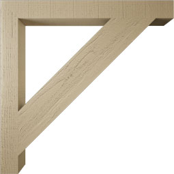Ekena Millwork - BKTUR035X34X34TRA05RCPR - Timberthane Faux Wood Traditional Style Bracket, Block Ends, 3 1/2"W x 34"D x 34"H, Primed Tan