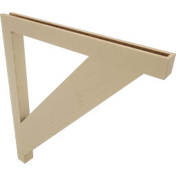 Ekena Millwork - BKTUR035X42X48TRA05RCPR - Timberthane Faux Wood Traditional Style Bracket, Block Ends, 3 1/2"W x 42"D x 48"H, Primed Tan