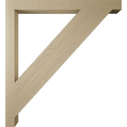 Ekena Millwork - BKTUR035X44X48TRA05RCPR - Timberthane Faux Wood Traditional Style Bracket, Block Ends, 3 1/2"W x 44"D x 48"H, Primed Tan