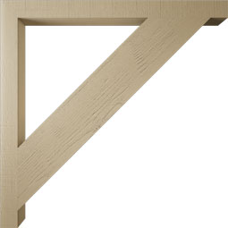 Ekena Millwork - BKTUR035X46X46TRA05RCPR - Timberthane Faux Wood Traditional Style Bracket, Block Ends, 3 1/2"W x 46"D x 46"H, Primed Tan