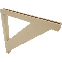 Ekena Millwork - BKTUR035X46X46TRA05RCPR - Timberthane Faux Wood Traditional Style Bracket, Block Ends, 3 1/2"W x 46"D x 46"H, Primed Tan