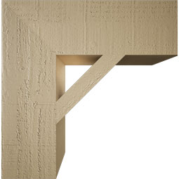 Ekena Millwork - BKTUR055X18X18TRA05RCPR - Timberthane Faux Wood Traditional Style Bracket, Block Ends, 5 1/2"W x 18"D x 18"H, Primed Tan