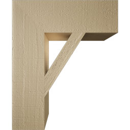 Ekena Millwork - BKTUR055X18X22TRA05RCPR - Timberthane Faux Wood Traditional Style Bracket, Block Ends, 5 1/2"W x 18"D x 22"H, Primed Tan