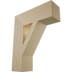 Ekena Millwork - BKTUR055X18X22TRA05RCPR - Timberthane Faux Wood Traditional Style Bracket, Block Ends, 5 1/2"W x 18"D x 22"H, Primed Tan