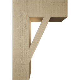 Ekena Millwork - BKTUR055X18X26TRA05RCPR - Timberthane Faux Wood Traditional Style Bracket, Block Ends, 5 1/2"W x 18"D x 26"H, Primed Tan