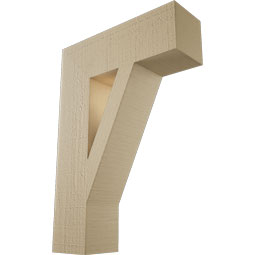Ekena Millwork - BKTUR055X18X26TRA05RCPR - Timberthane Faux Wood Traditional Style Bracket, Block Ends, 5 1/2"W x 18"D x 26"H, Primed Tan