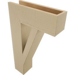 Ekena Millwork - BKTUR055X18X30TRA05RCPR - Timberthane Faux Wood Traditional Style Bracket, Block Ends, 5 1/2"W x 18"D x 30"H, Primed Tan