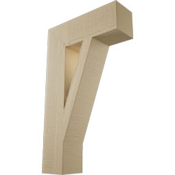 Ekena Millwork - BKTUR055X18X30TRA05RCPR - Timberthane Faux Wood Traditional Style Bracket, Block Ends, 5 1/2"W x 18"D x 30"H, Primed Tan
