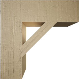 Ekena Millwork - BKTUR055X20X20TRA05RCPR - Timberthane Faux Wood Traditional Style Bracket, Block Ends, 5 1/2"W x 20"D x 20"H, Primed Tan