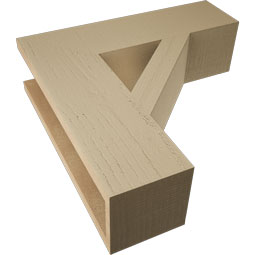 Ekena Millwork - BKTUR055X20X20TRA05RCPR - Timberthane Faux Wood Traditional Style Bracket, Block Ends, 5 1/2"W x 20"D x 20"H, Primed Tan