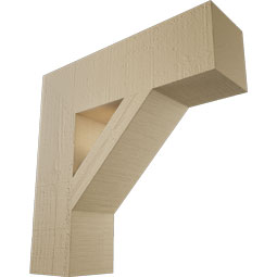 Ekena Millwork - BKTUR055X20X20TRA05RCPR - Timberthane Faux Wood Traditional Style Bracket, Block Ends, 5 1/2"W x 20"D x 20"H, Primed Tan
