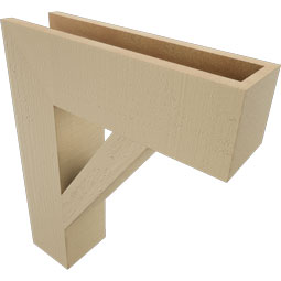 Ekena Millwork - BKTUR055X20X24TRA05RCPR - Timberthane Faux Wood Traditional Style Bracket, Block Ends, 5 1/2"W x 20"D x 24"H, Primed Tan
