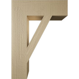 Ekena Millwork - BKTUR055X20X28TRA05RCPR - Timberthane Faux Wood Traditional Style Bracket, Block Ends, 5 1/2"W x 20"D x 28"H, Primed Tan