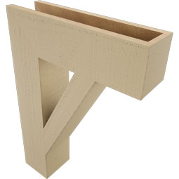 Ekena Millwork - BKTUR055X20X28TRA05RCPR - Timberthane Faux Wood Traditional Style Bracket, Block Ends, 5 1/2"W x 20"D x 28"H, Primed Tan