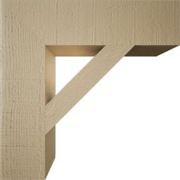 Ekena Millwork - BKTUR055X22X22TRA05RCPR - Timberthane Faux Wood Traditional Style Bracket, Block Ends, 5 1/2"W x 22"D x 22"H, Primed Tan