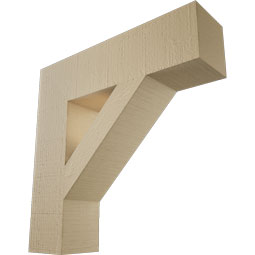 Ekena Millwork - BKTUR055X22X22TRA05RCPR - Timberthane Faux Wood Traditional Style Bracket, Block Ends, 5 1/2"W x 22"D x 22"H, Primed Tan