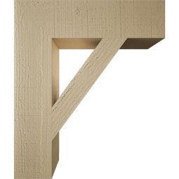 Ekena Millwork - BKTUR055X22X26TRA05RCPR - Timberthane Faux Wood Traditional Style Bracket, Block Ends, 5 1/2"W x 22"D x 26"H, Primed Tan