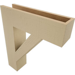 Ekena Millwork - BKTUR055X22X26TRA05RCPR - Timberthane Faux Wood Traditional Style Bracket, Block Ends, 5 1/2"W x 22"D x 26"H, Primed Tan