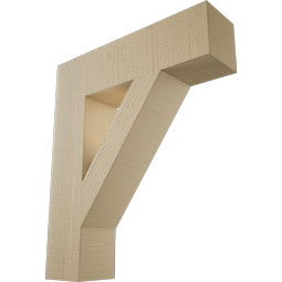 Ekena Millwork - BKTUR055X22X26TRA05RCPR - Timberthane Faux Wood Traditional Style Bracket, Block Ends, 5 1/2"W x 22"D x 26"H, Primed Tan