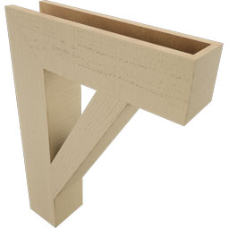 Ekena Millwork - BKTUR055X22X30TRA05RCPR - Timberthane Faux Wood Traditional Style Bracket, Block Ends, 5 1/2"W x 22"D x 30"H, Primed Tan