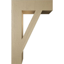 Ekena Millwork - BKTUR055X22X34TRA05RCPR - Timberthane Faux Wood Traditional Style Bracket, Block Ends, 5 1/2"W x 22"D x 34"H, Primed Tan