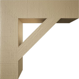 Ekena Millwork - BKTUR055X24X24TRA05RCPR - Timberthane Faux Wood Traditional Style Bracket, Block Ends, 5 1/2"W x 24"D x 24"H, Primed Tan
