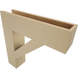 Ekena Millwork - BKTUR055X24X24TRA05RCPR - Timberthane Faux Wood Traditional Style Bracket, Block Ends, 5 1/2"W x 24"D x 24"H, Primed Tan