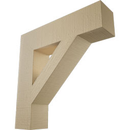 Ekena Millwork - BKTUR055X24X24TRA05RCPR - Timberthane Faux Wood Traditional Style Bracket, Block Ends, 5 1/2"W x 24"D x 24"H, Primed Tan