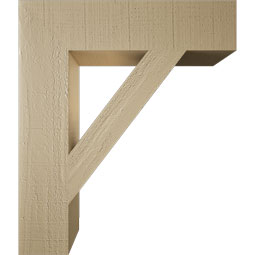 Ekena Millwork - BKTUR055X24X28TRA05RCPR - Timberthane Faux Wood Traditional Style Bracket, Block Ends, 5 1/2"W x 24"D x 28"H, Primed Tan