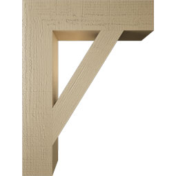 Ekena Millwork - BKTUR055X24X32TRA05RCPR - Timberthane Faux Wood Traditional Style Bracket, Block Ends, 5 1/2"W x 24"D x 32"H, Primed Tan