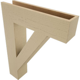 Ekena Millwork - BKTUR055X24X32TRA05RCPR - Timberthane Faux Wood Traditional Style Bracket, Block Ends, 5 1/2"W x 24"D x 32"H, Primed Tan