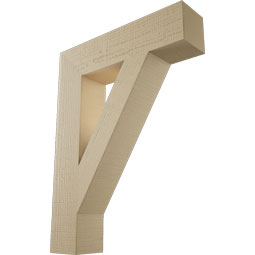 Ekena Millwork - BKTUR055X24X32TRA05RCPR - Timberthane Faux Wood Traditional Style Bracket, Block Ends, 5 1/2"W x 24"D x 32"H, Primed Tan