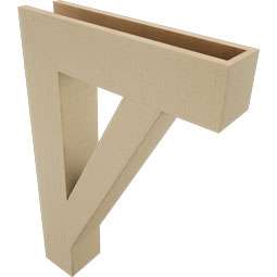 Ekena Millwork - BKTUR055X24X36TRA05RCPR - Timberthane Faux Wood Traditional Style Bracket, Block Ends, 5 1/2"W x 24"D x 36"H, Primed Tan