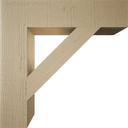 Ekena Millwork - BKTUR055X26X26TRA05RCPR - Timberthane Faux Wood Traditional Style Bracket, Block Ends, 5 1/2"W x 26"D x 26"H, Primed Tan