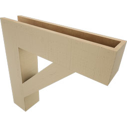 Ekena Millwork - BKTUR055X26X26TRA05RCPR - Timberthane Faux Wood Traditional Style Bracket, Block Ends, 5 1/2"W x 26"D x 26"H, Primed Tan