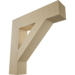 Ekena Millwork - BKTUR055X26X26TRA05RCPR - Timberthane Faux Wood Traditional Style Bracket, Block Ends, 5 1/2"W x 26"D x 26"H, Primed Tan