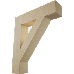 Ekena Millwork - BKTUR055X26X30TRA05RCPR - Timberthane Faux Wood Traditional Style Bracket, Block Ends, 5 1/2"W x 26"D x 30"H, Primed Tan