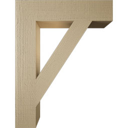 Ekena Millwork - BKTUR055X26X34TRA05RCPR - Timberthane Faux Wood Traditional Style Bracket, Block Ends, 5 1/2"W x 26"D x 34"H, Primed Tan
