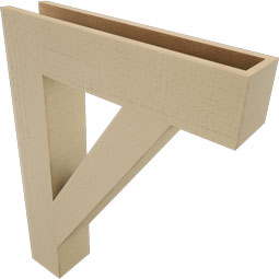Ekena Millwork - BKTUR055X26X34TRA05RCPR - Timberthane Faux Wood Traditional Style Bracket, Block Ends, 5 1/2"W x 26"D x 34"H, Primed Tan
