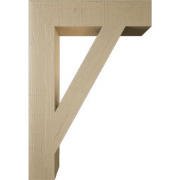 Ekena Millwork - BKTUR055X26X38TRA05RCPR - Timberthane Faux Wood Traditional Style Bracket, Block Ends, 5 1/2"W x 26"D x 38"H, Primed Tan