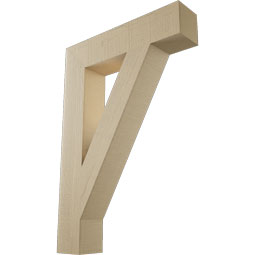 Ekena Millwork - BKTUR055X26X38TRA05RCPR - Timberthane Faux Wood Traditional Style Bracket, Block Ends, 5 1/2"W x 26"D x 38"H, Primed Tan