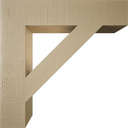 Ekena Millwork - BKTUR055X28X28TRA05RCPR - Timberthane Faux Wood Traditional Style Bracket, Block Ends, 5 1/2"W x 28"D x 28"H, Primed Tan