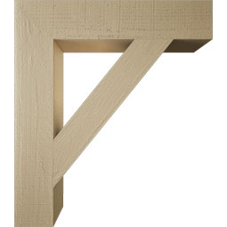 Ekena Millwork - BKTUR055X28X32TRA05RCPR - Timberthane Faux Wood Traditional Style Bracket, Block Ends, 5 1/2"W x 28"D x 32"H, Primed Tan