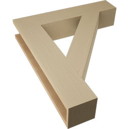 Ekena Millwork - BKTUR055X28X32TRA05RCPR - Timberthane Faux Wood Traditional Style Bracket, Block Ends, 5 1/2"W x 28"D x 32"H, Primed Tan