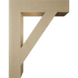 Ekena Millwork - BKTUR055X28X36TRA05RCPR - Timberthane Faux Wood Traditional Style Bracket, Block Ends, 5 1/2"W x 28"D x 36"H, Primed Tan