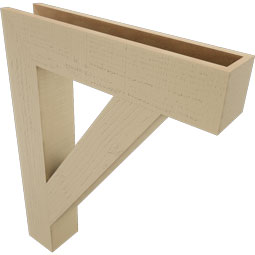 Ekena Millwork - BKTUR055X28X36TRA05RCPR - Timberthane Faux Wood Traditional Style Bracket, Block Ends, 5 1/2"W x 28"D x 36"H, Primed Tan