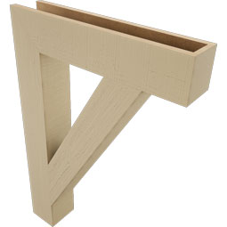 Ekena Millwork - BKTUR055X28X40TRA05RCPR - Timberthane Faux Wood Traditional Style Bracket, Block Ends, 5 1/2"W x 28"D x 40"H, Primed Tan