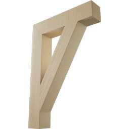 Ekena Millwork - BKTUR055X28X40TRA05RCPR - Timberthane Faux Wood Traditional Style Bracket, Block Ends, 5 1/2"W x 28"D x 40"H, Primed Tan